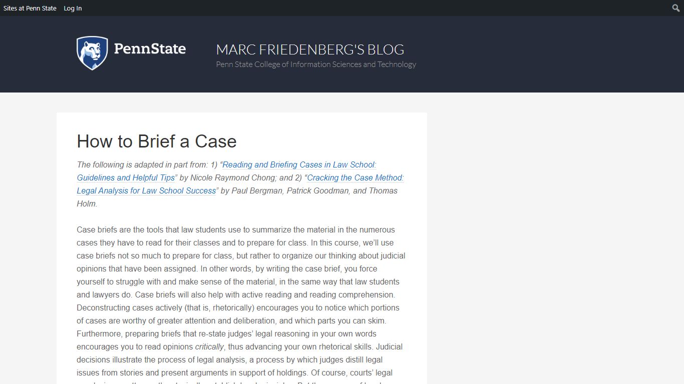 How to Brief a Case - Pennsylvania State University